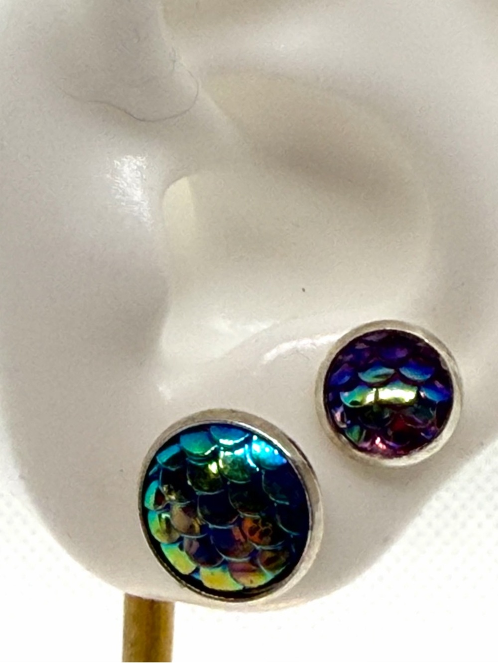 2 Pairs of Handmade Iridescent Mermaid Tail Earrings